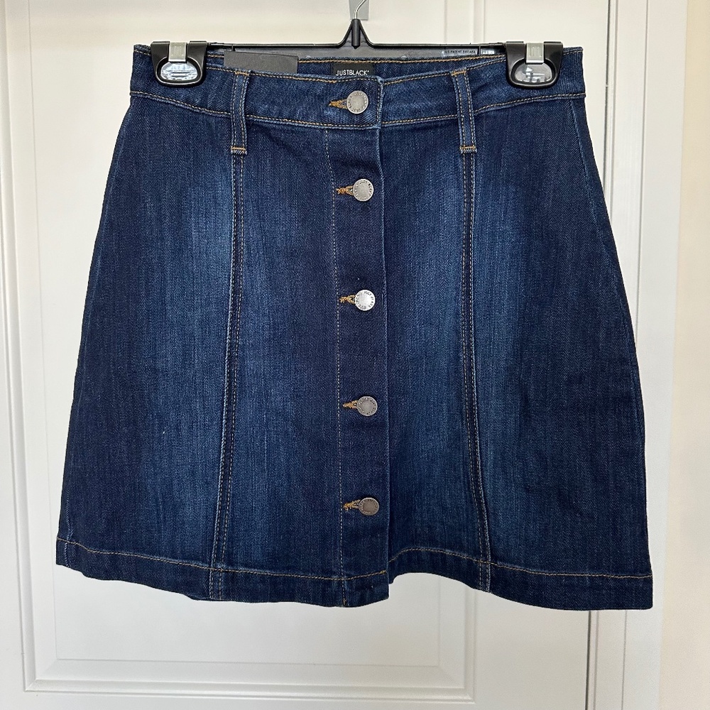 Just Black Dark Denim Button Front Skirt